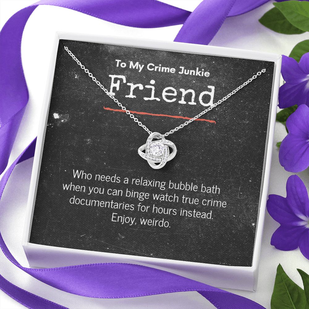 True Crime Junkie Friend Gift, Pendant Necklace