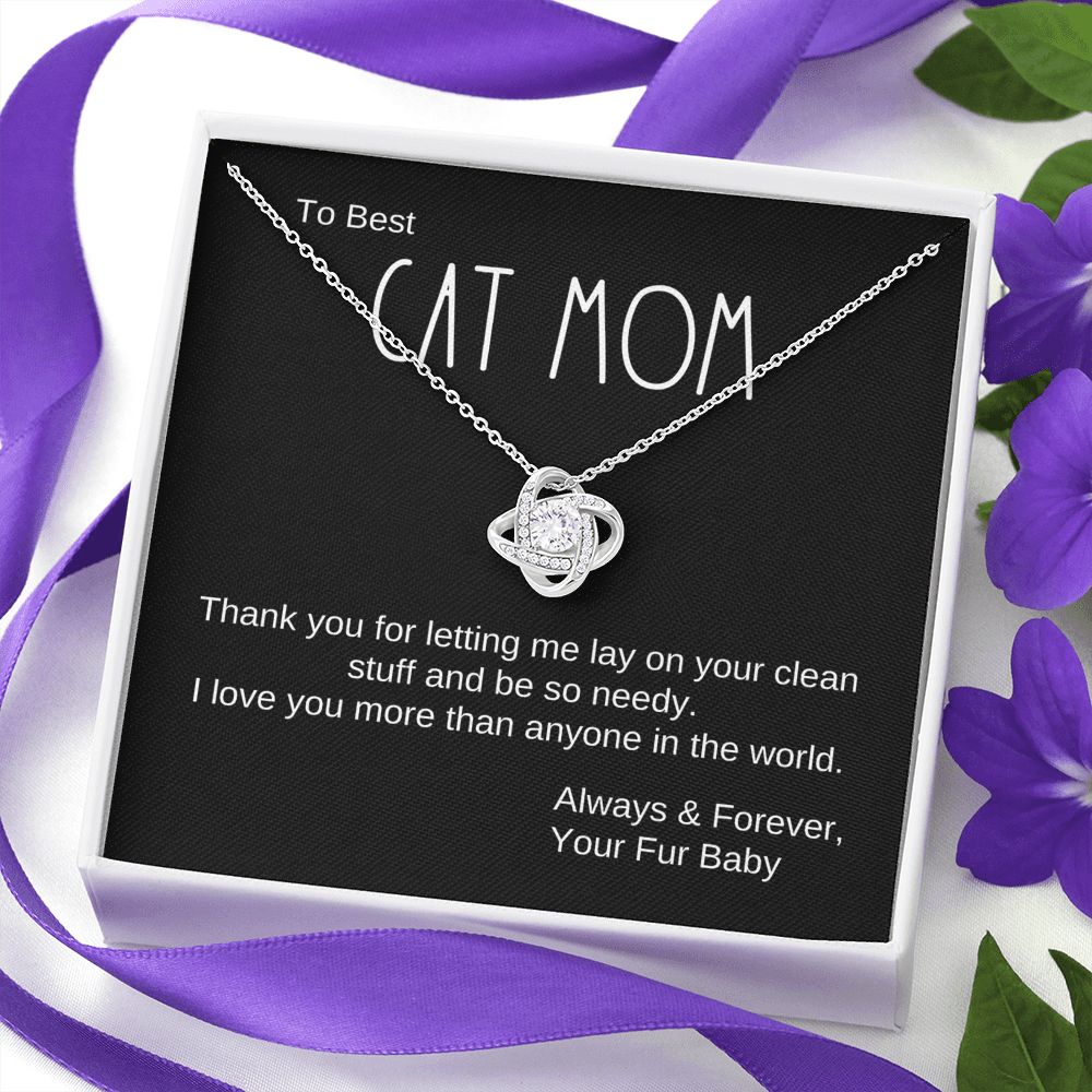 Cat Mom Gift, Love Knot Pendant Necklace
