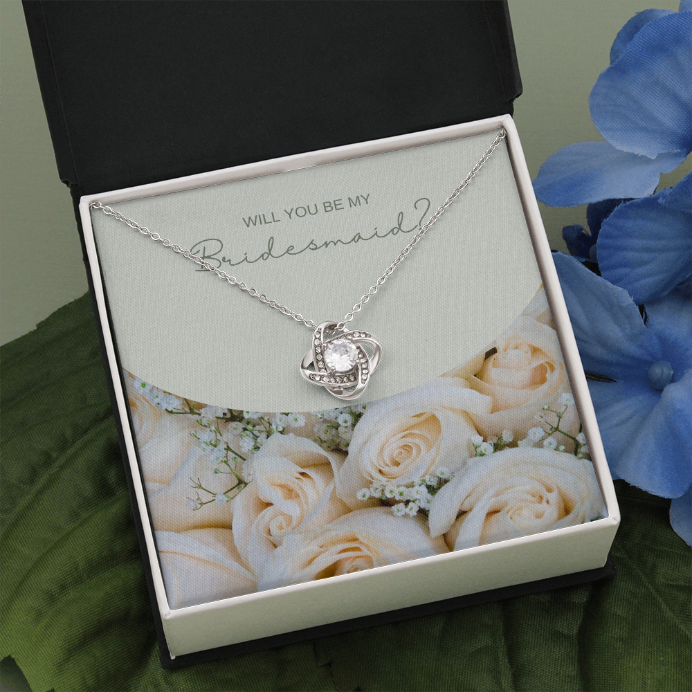 Bridesmaid Proposal Gift, Love Knot Pendant Necklace