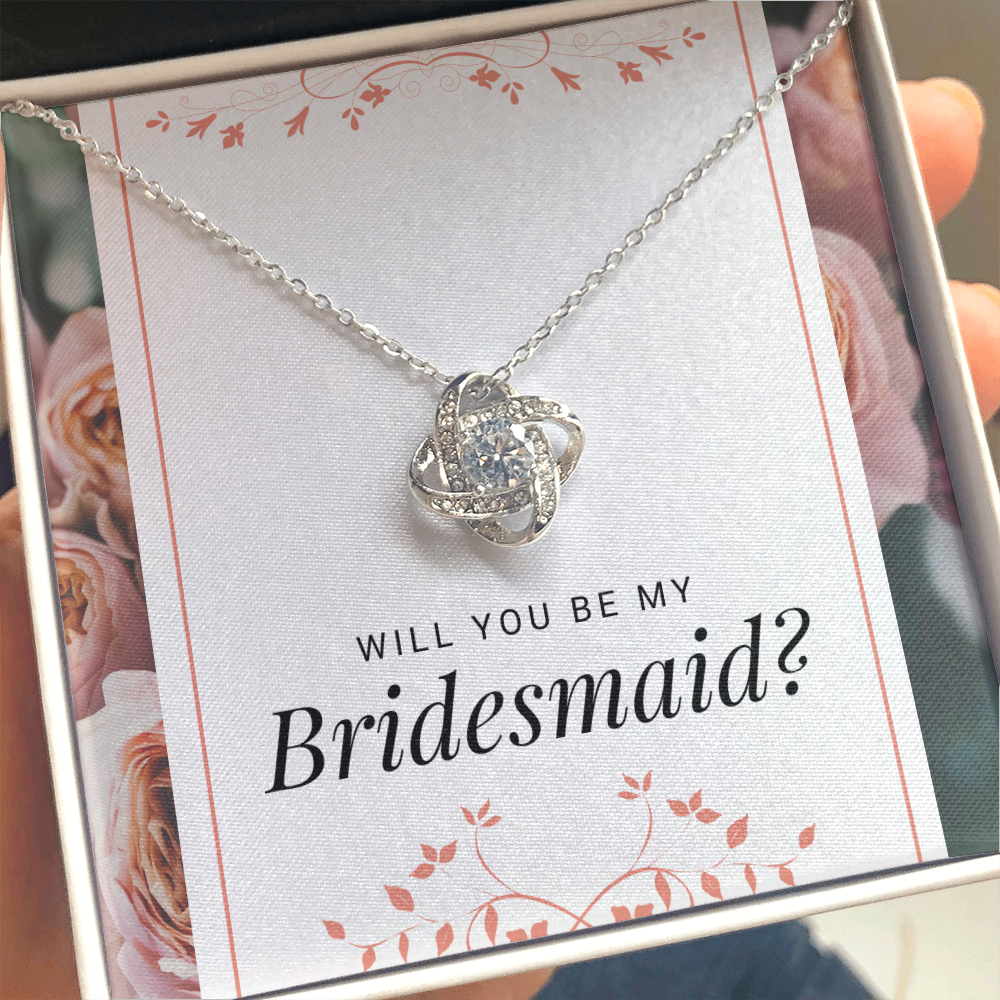 Bridesmaid Proposal Gift, Love Knot Pendant Necklace