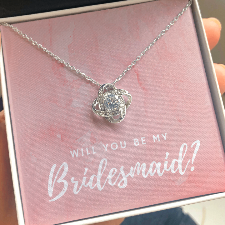Bridesmaid Proposal Gift, Love Knot Pendant Necklace
