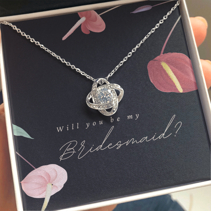 Bridesmaid Proposal Gift, Love Knot Pendant Necklace
