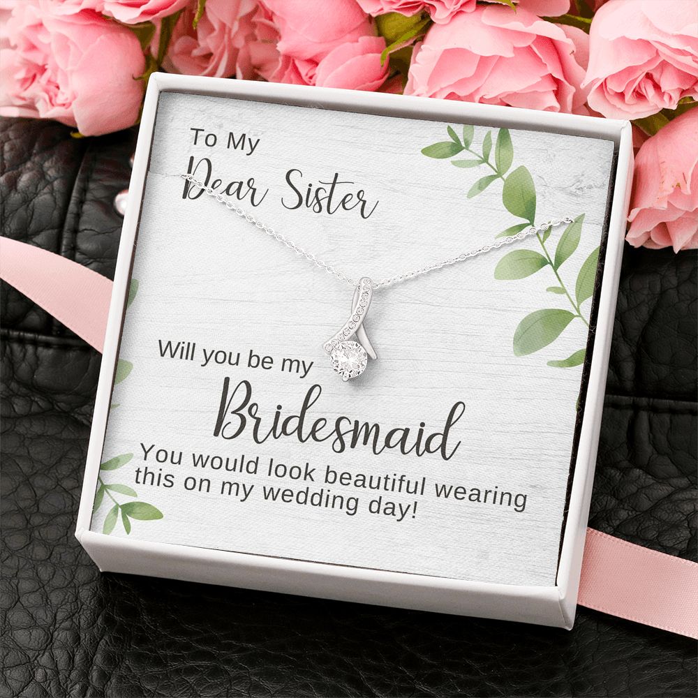 Sister Bridesmaid Proposal Necklace, Bridal Jewelry, Alluring Beauty Pendant