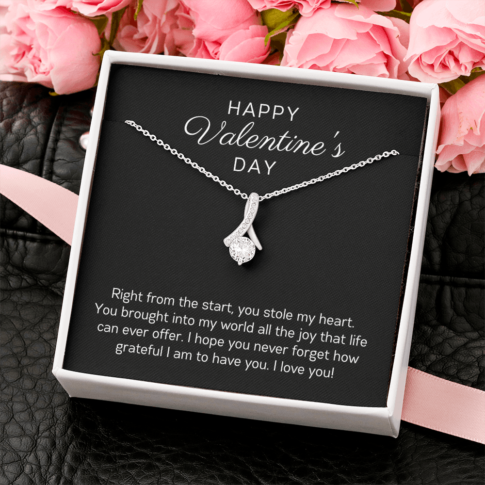 Happy Valentine's Day Gift for Her, Daughter, Girlfriend, Wife, Stepdaughter, Granddaughter, Niece, CZ Pendant Necklace