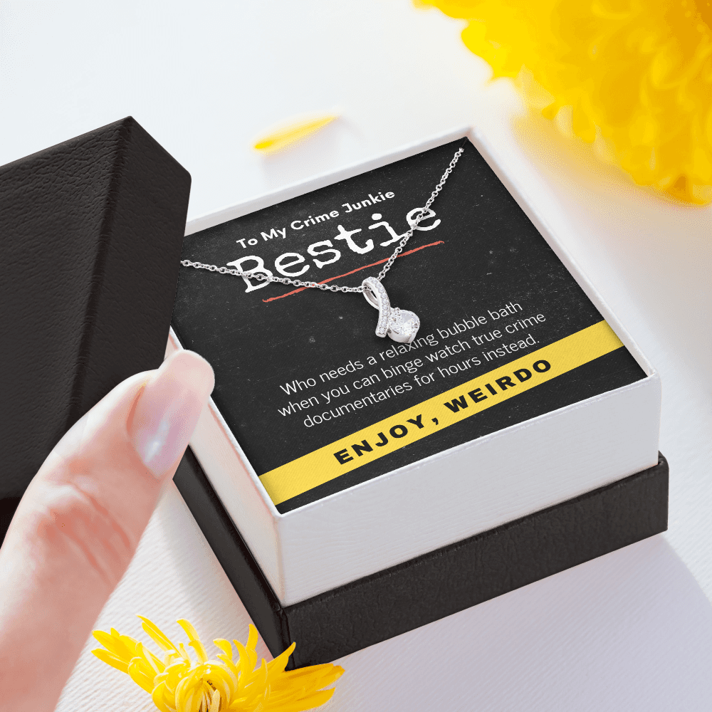 True Crime Junkie Gift for Bestie, Pendant Necklace