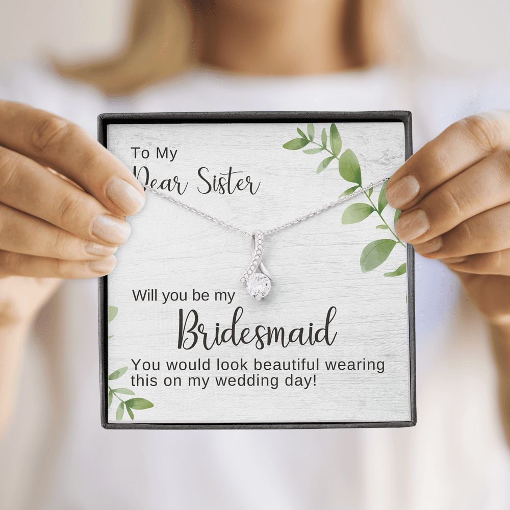 Sister Bridesmaid Proposal Necklace, Bridal Jewelry, Alluring Beauty Pendant