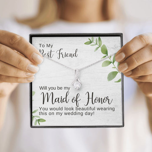 Best Friend Maid of Honor Proposal Necklace, Alluring Beauty Pendant- Maid of Honor Proposal Box, Be My Maid of Honor, Maid of Honor Gift, Made of Honor Card, Maid of Honor Box, Bridesmaid Gift, Bridal Party Gift