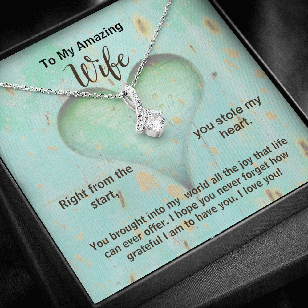 To My Amazing Wife You Stole My Heart Alluring Beauty Pendant Necklace