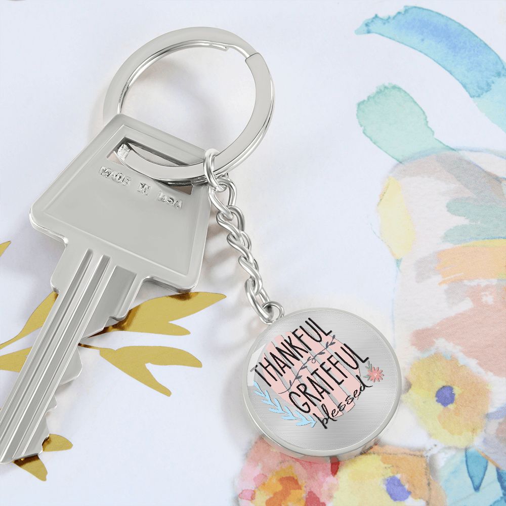 Thankful Grateful And Blessed Keychain