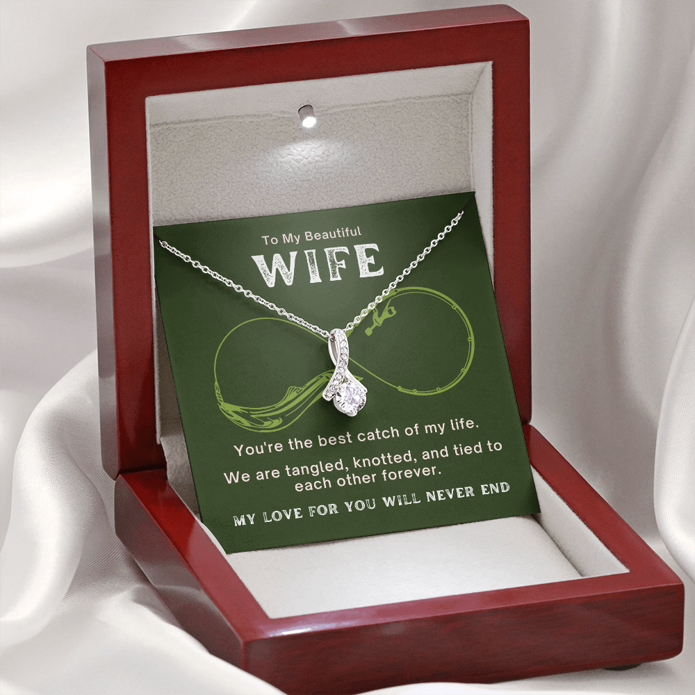 Wife Gift, Wife Necklace, Infinity, Fishing Theme, Valentines Day Gift for Wife, Anniversary Gift for Wife