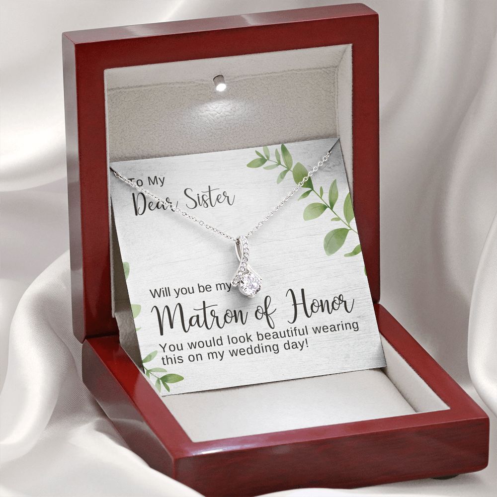 Sister Matron of Honor Proposal Necklace, Bridal Jewelry, Alluring Beauty Pendant
