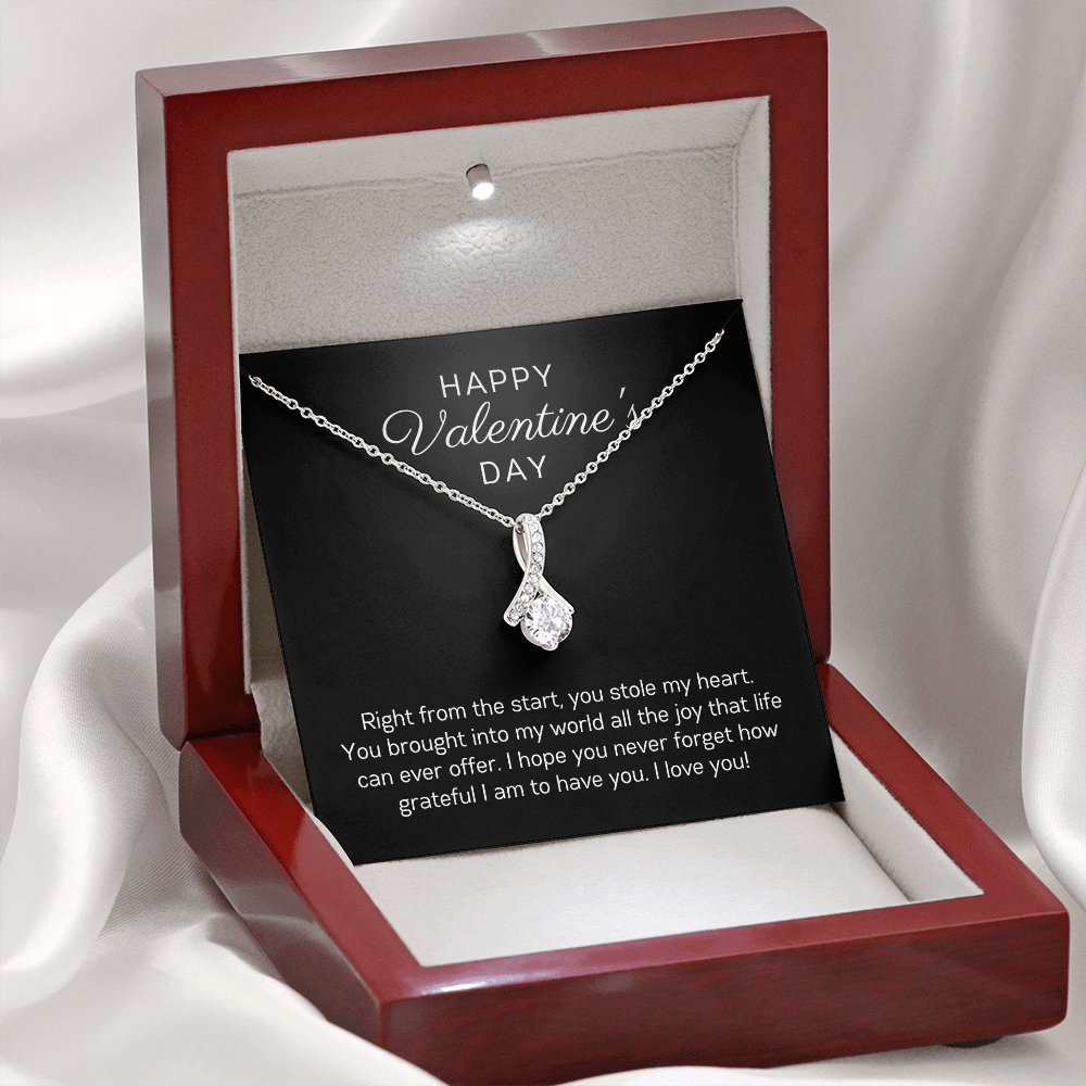 Happy Valentine's Day Gift for Her, Daughter, Girlfriend, Wife, Stepdaughter, Granddaughter, Niece, CZ Pendant Necklace