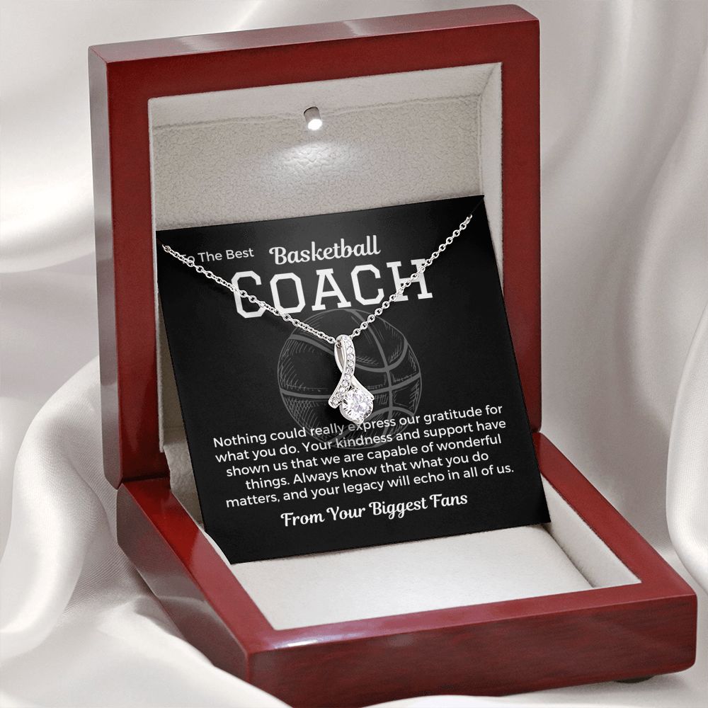 Gift To Basketball Coach From Team, Pendant Necklace