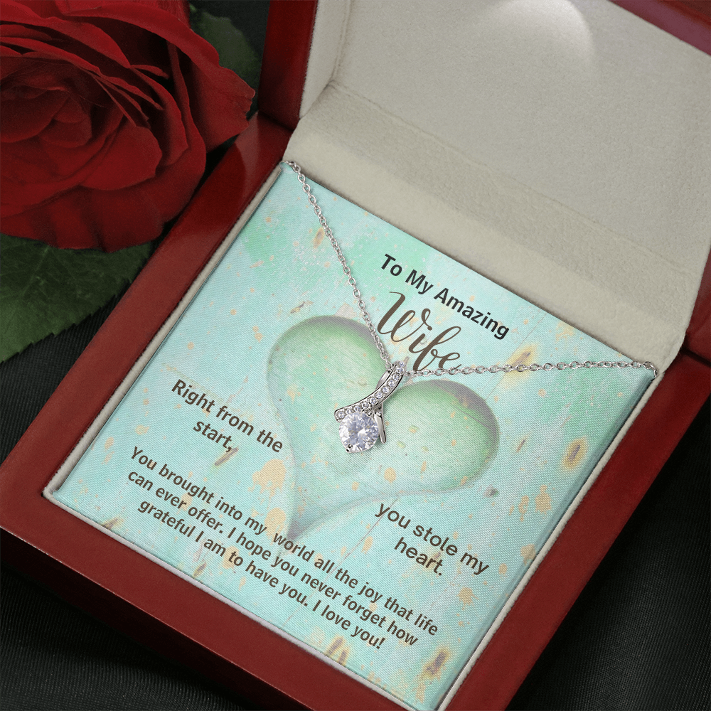 To My Amazing Wife You Stole My Heart Alluring Beauty Pendant Necklace