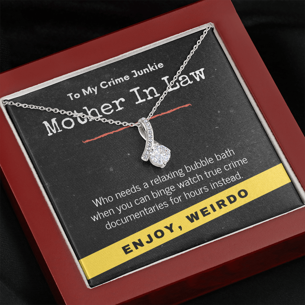 True Crime Junkie Mother In Law Gift, Pendant Necklace
