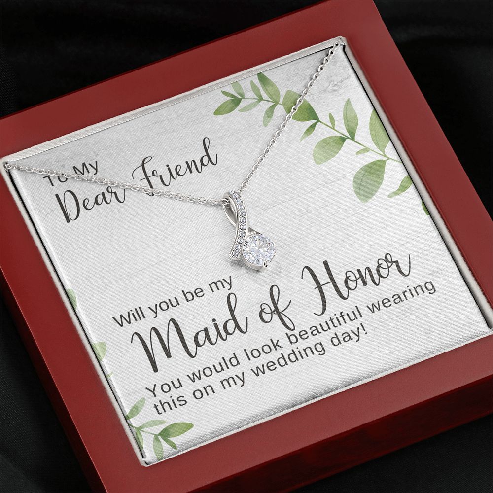 Friend Maid of Honor Proposal Necklace, Alluring Beauty Pendant- Maid of Honor Proposal Box, Be My Maid of Honor, Maid of Honor Gift, Made of Honor Card, Maid of Honor Box, Bridesmaid Gift, Bridal Party Gift
