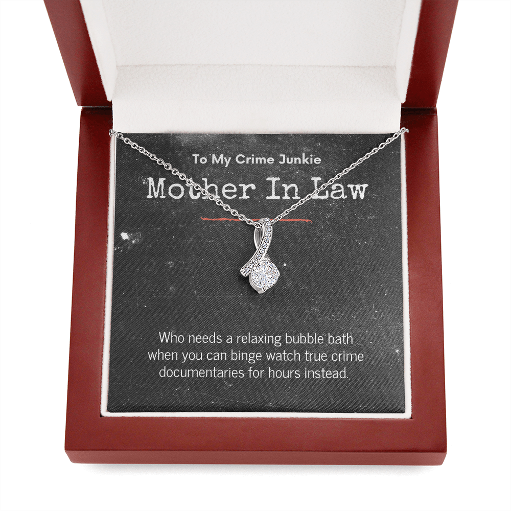 True Crime Junkie Mother In Law Gift, Pendant Necklace