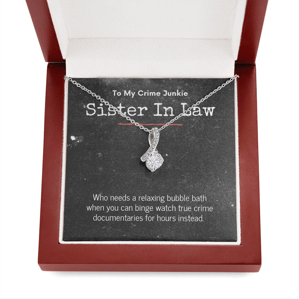 True Crime Junkie Sister In Law Gift, Pendant Necklace