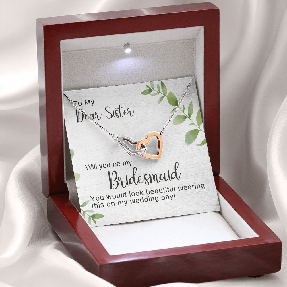 Sister Bridesmaid Proposal Necklace, Bridal Jewelry, Interlocking Hearts Pendant