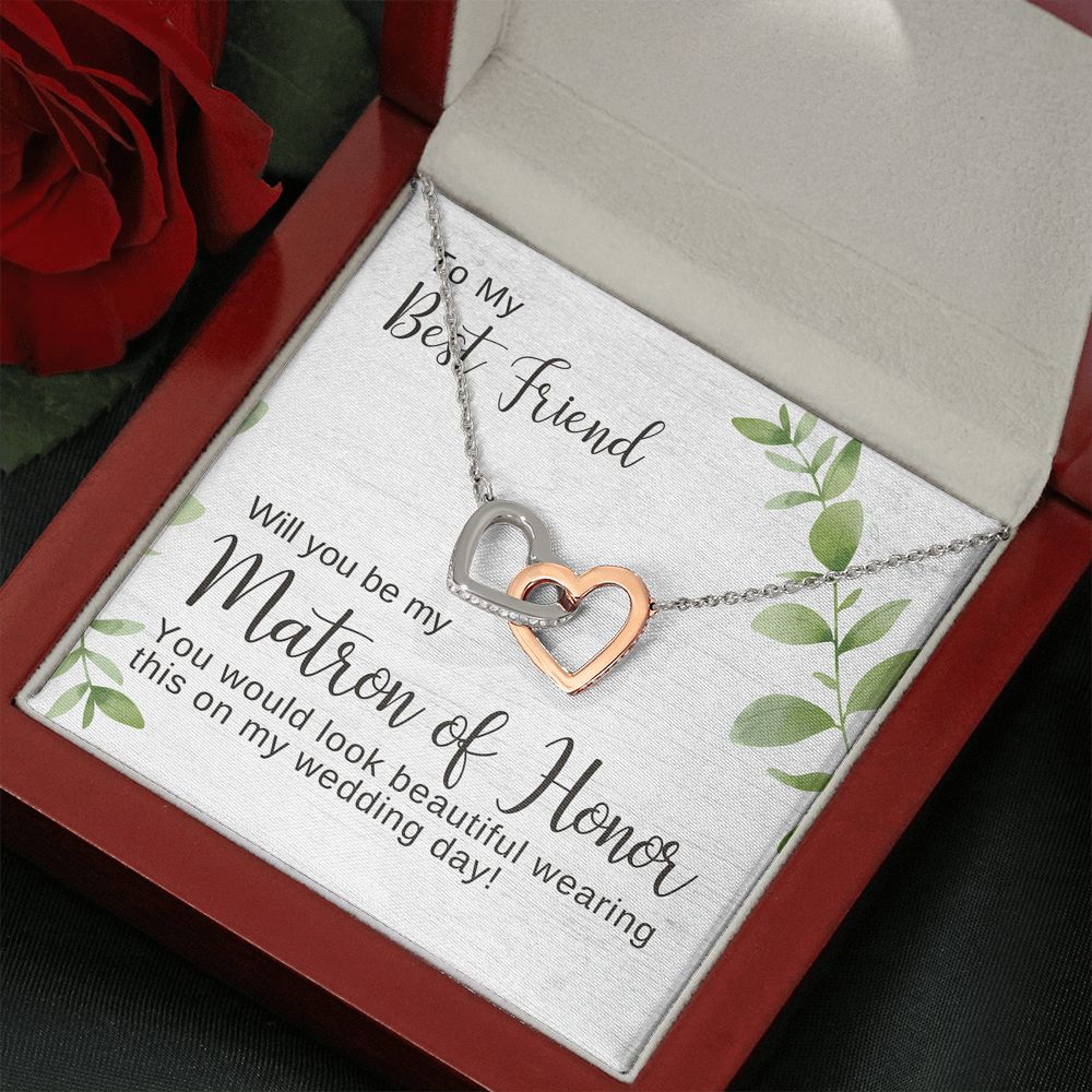 Best Friend Matron of Honor Proposal Necklace, Bridal Jewelry, Hearts Pendant