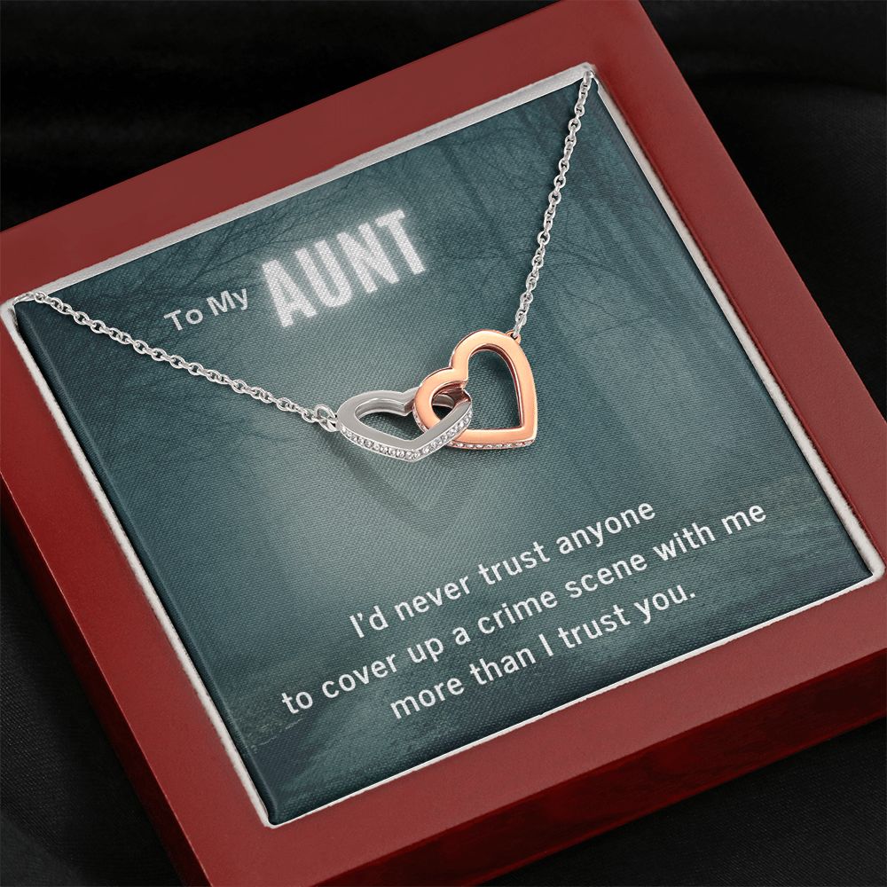 True Crime Junkie Gift for Aunt, Interlocking Hearts Necklace