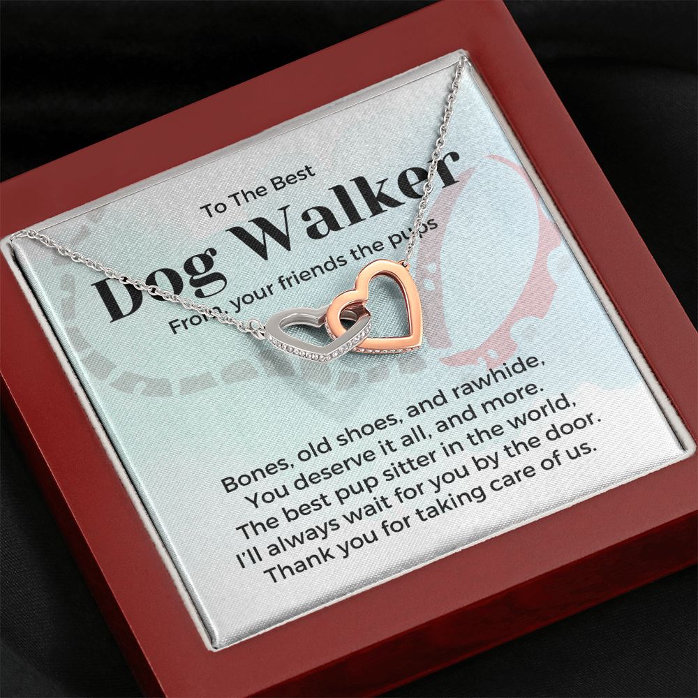 Dog Walker Gift, Interlocking Hearts Pendant Necklace