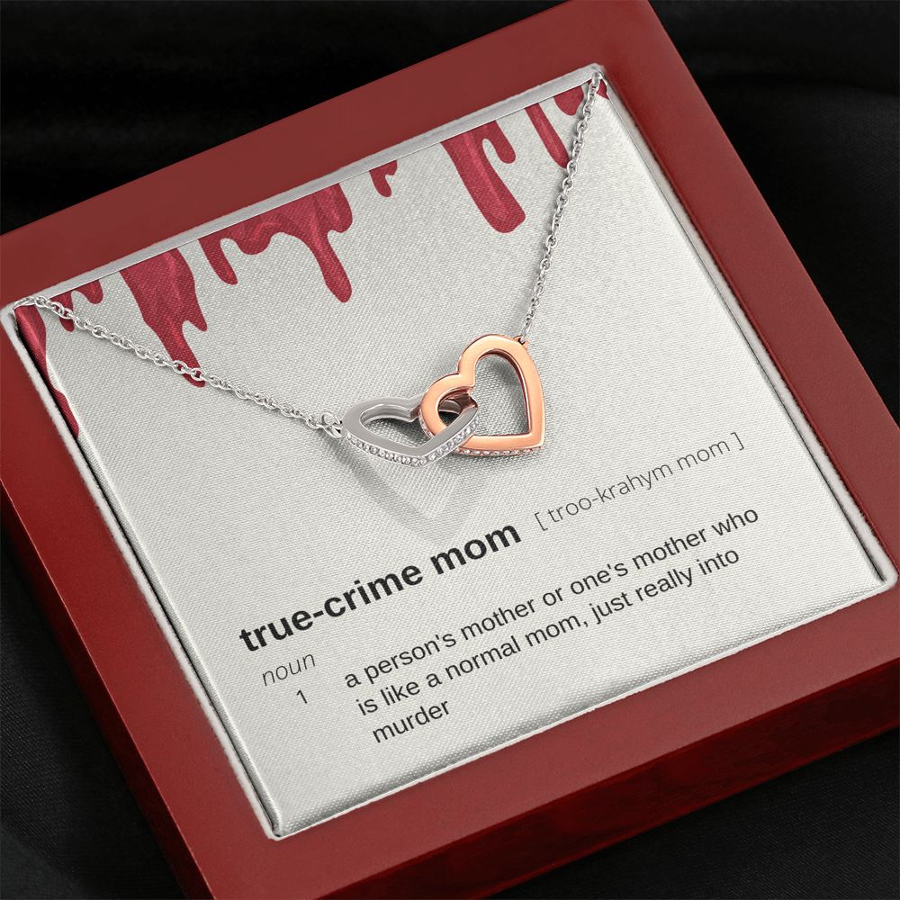 True Crime Mom Gift, Interlocking Hearts Pendant Necklace