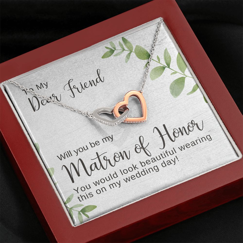 Friend Matron of Honor Proposal Necklace, Bridal Jewelry, Interlocking Hearts Pendant