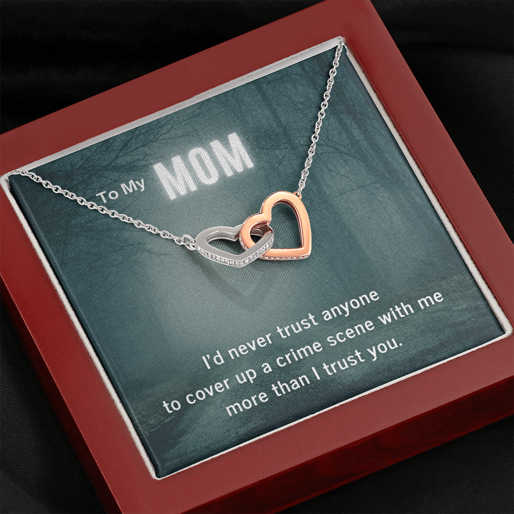 True Crime Junkie Gift for Mom, Interlocking Hearts Necklace