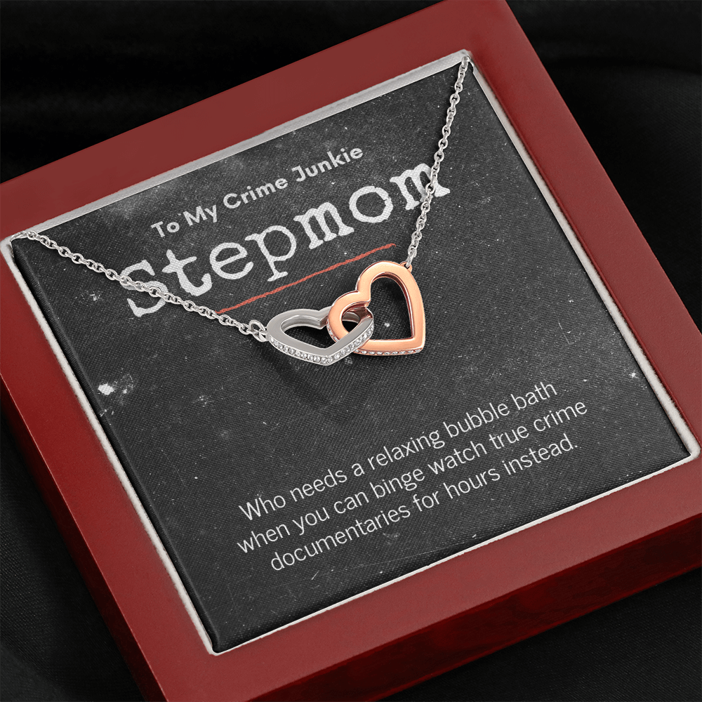 True Crime Junkie Stepmom Gift, Interlocking Hearts Necklace