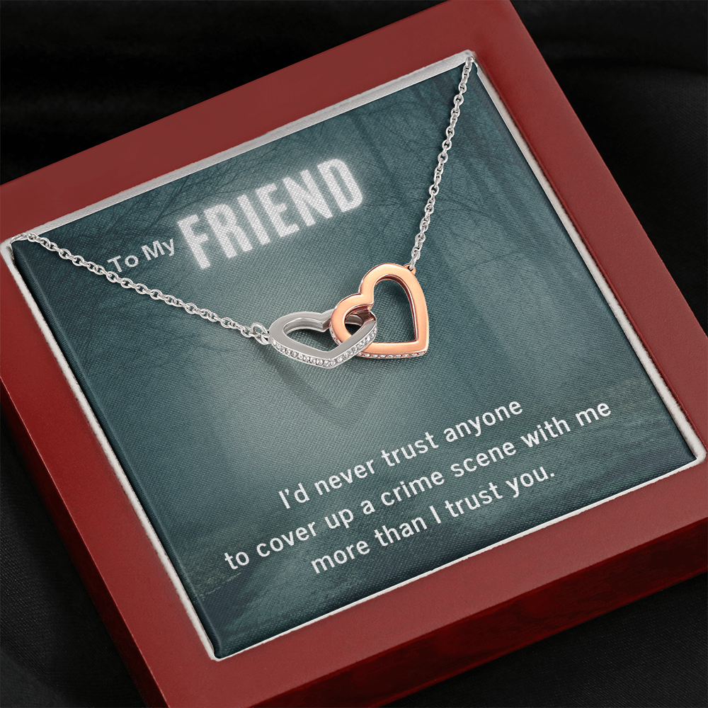 True Crime Junkie Gift for Friend, Interlocking Hearts Necklace