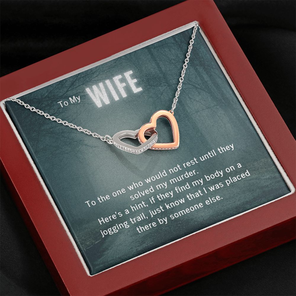 True Crime Junkie Gift for Wife, Interlocking Hearts Necklace