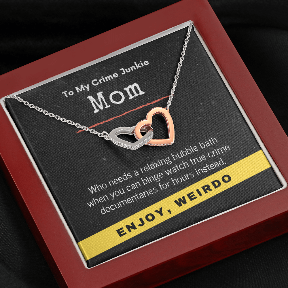 True Crime Junkie Mom Gift, Interlocking Hearts Necklace