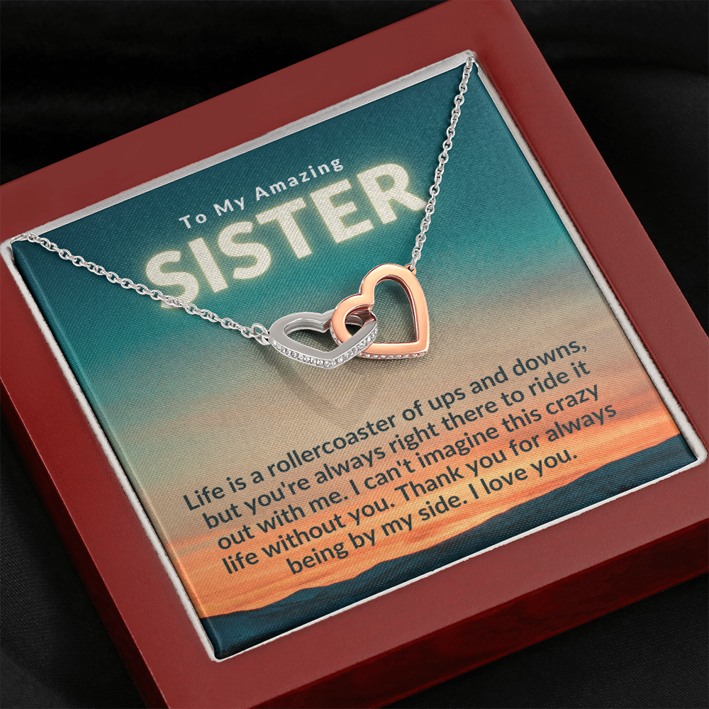 Sister Gift, Interlocking Hearts Necklace