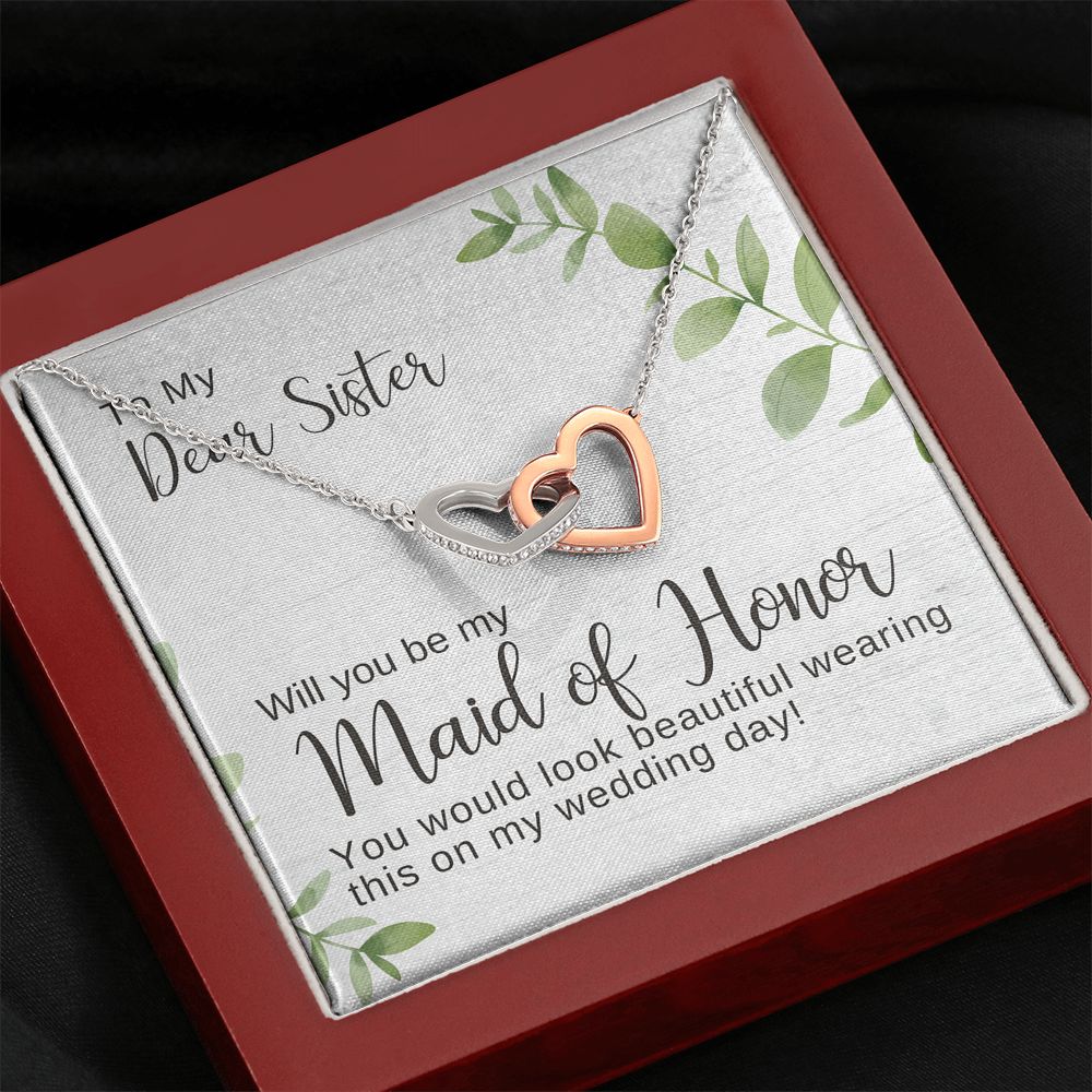 Sister Maid of Honor Proposal Necklace, Interlocking Hearts Pendant