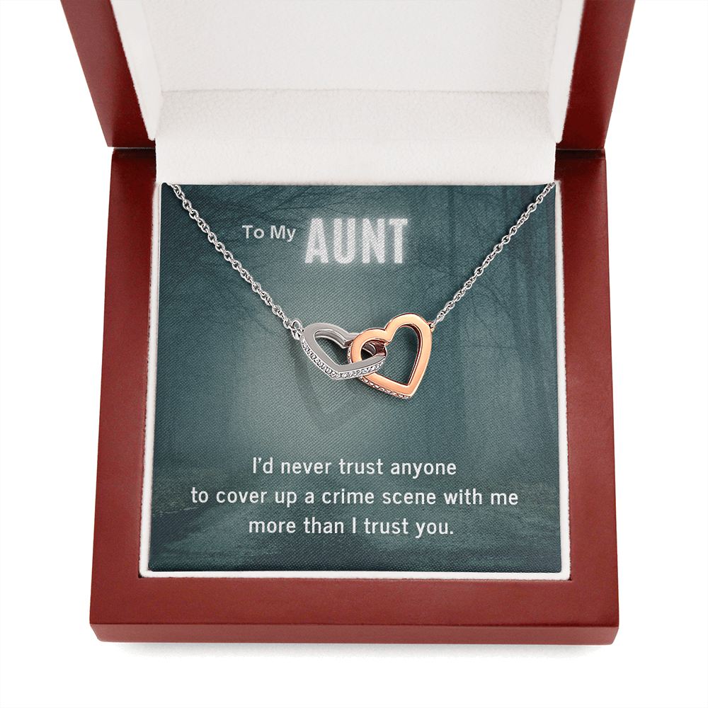 True Crime Junkie Gift for Aunt, Interlocking Hearts Necklace