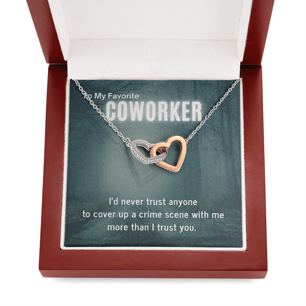 True Crime Junkie Gift for Coworker, Interlocking Hearts Necklace