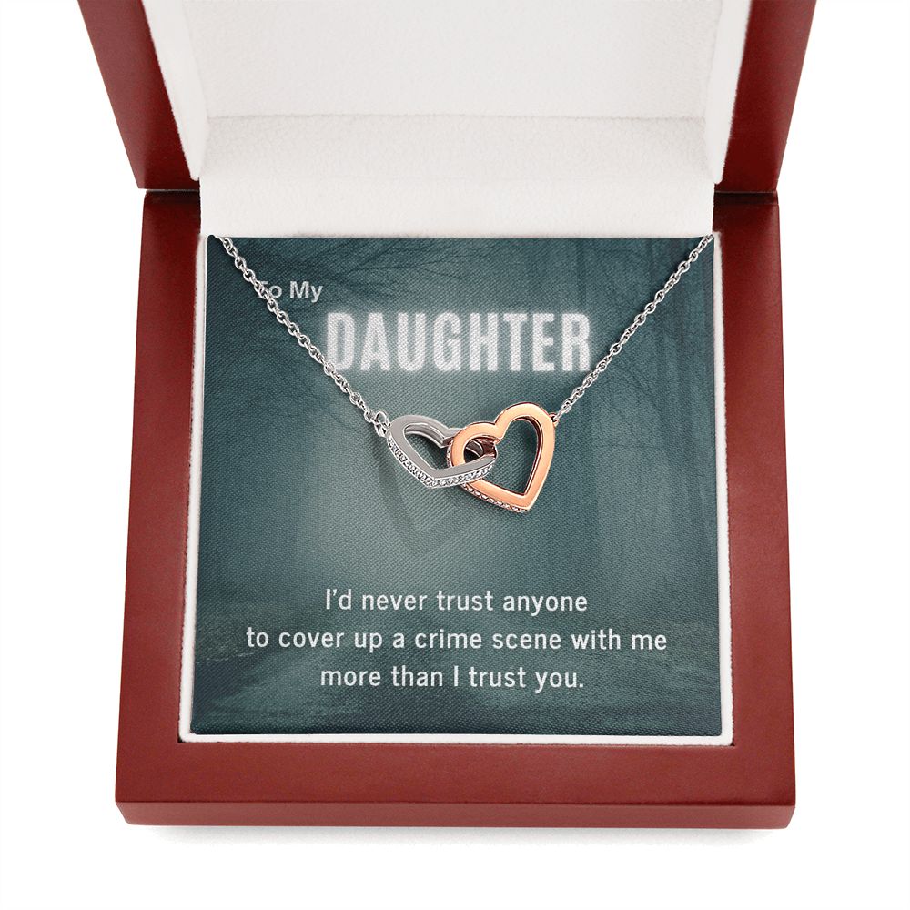True Crime Junkie Gift for Daughter, Interlocking Hearts Necklace