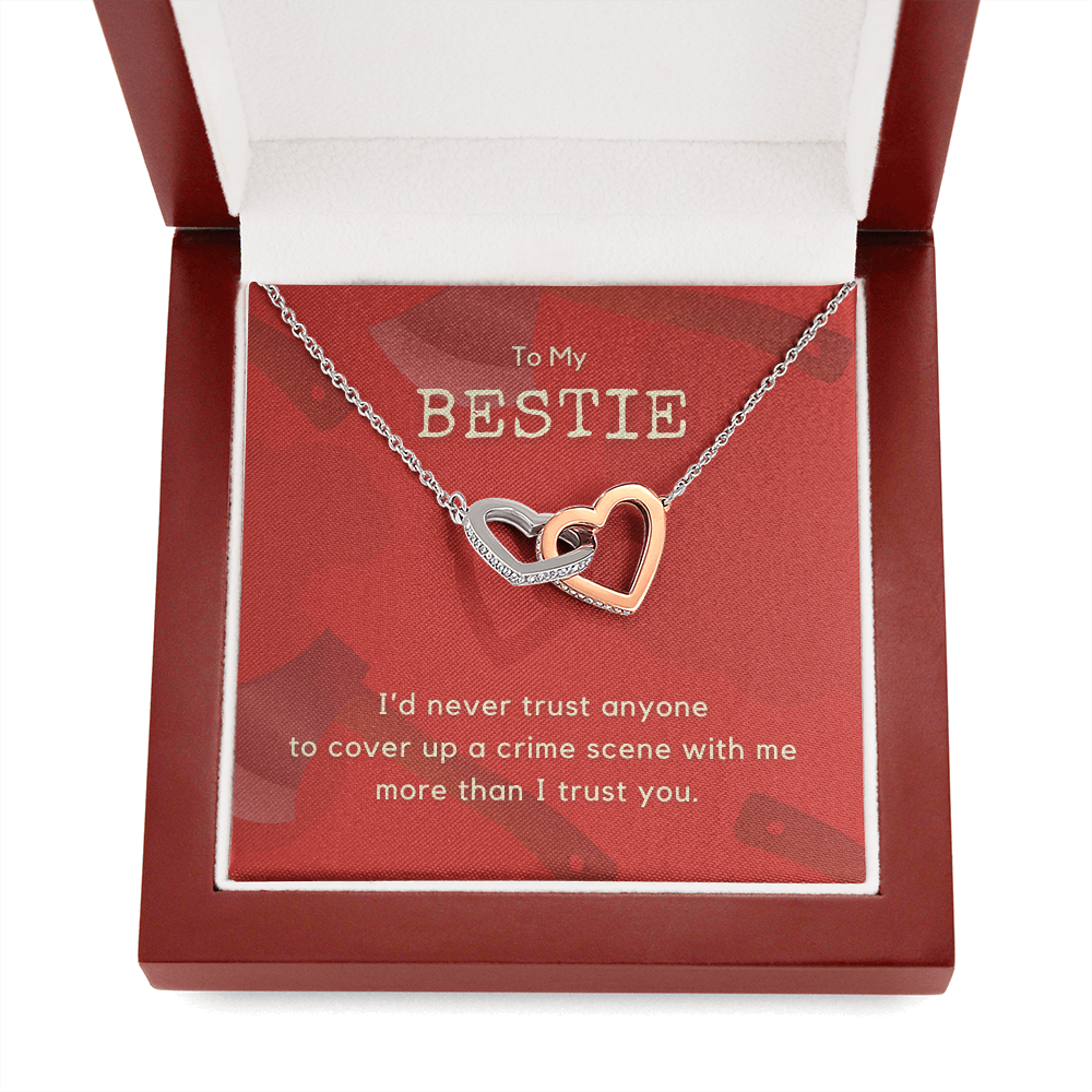 True Crime Junkie Bestie Gift, Interlocking Hearts Necklace
