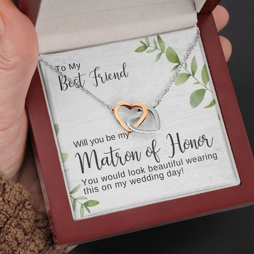 Best Friend Matron of Honor Proposal Necklace, Bridal Jewelry, Hearts Pendant