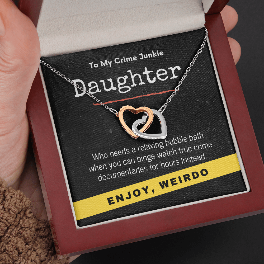 True Crime Junkie Daughter Gift, Interlocking Hearts Necklace