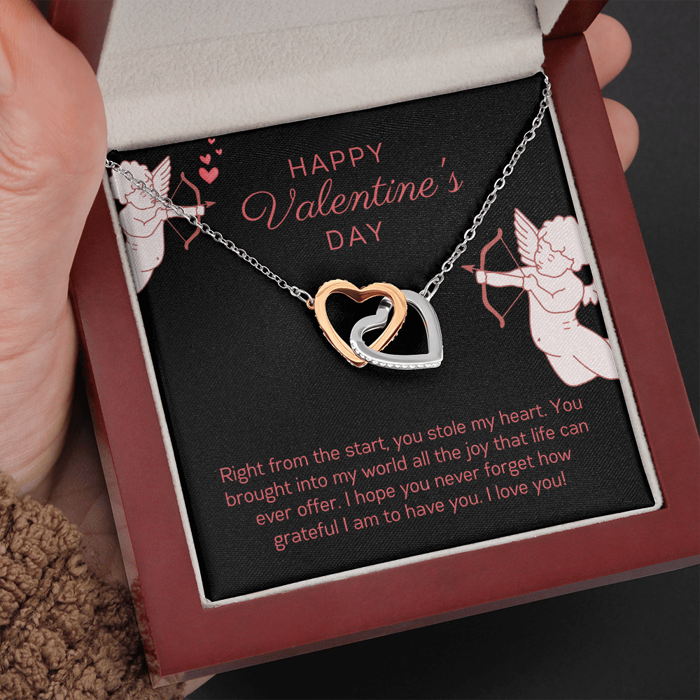 Happy Valentine's Day Gift for Her, Valentines Day Gift for Wife, Valentines Day Gift for Girlfriend, Valentines Day Gift for Daughter, Interlocking Hearts Necklace