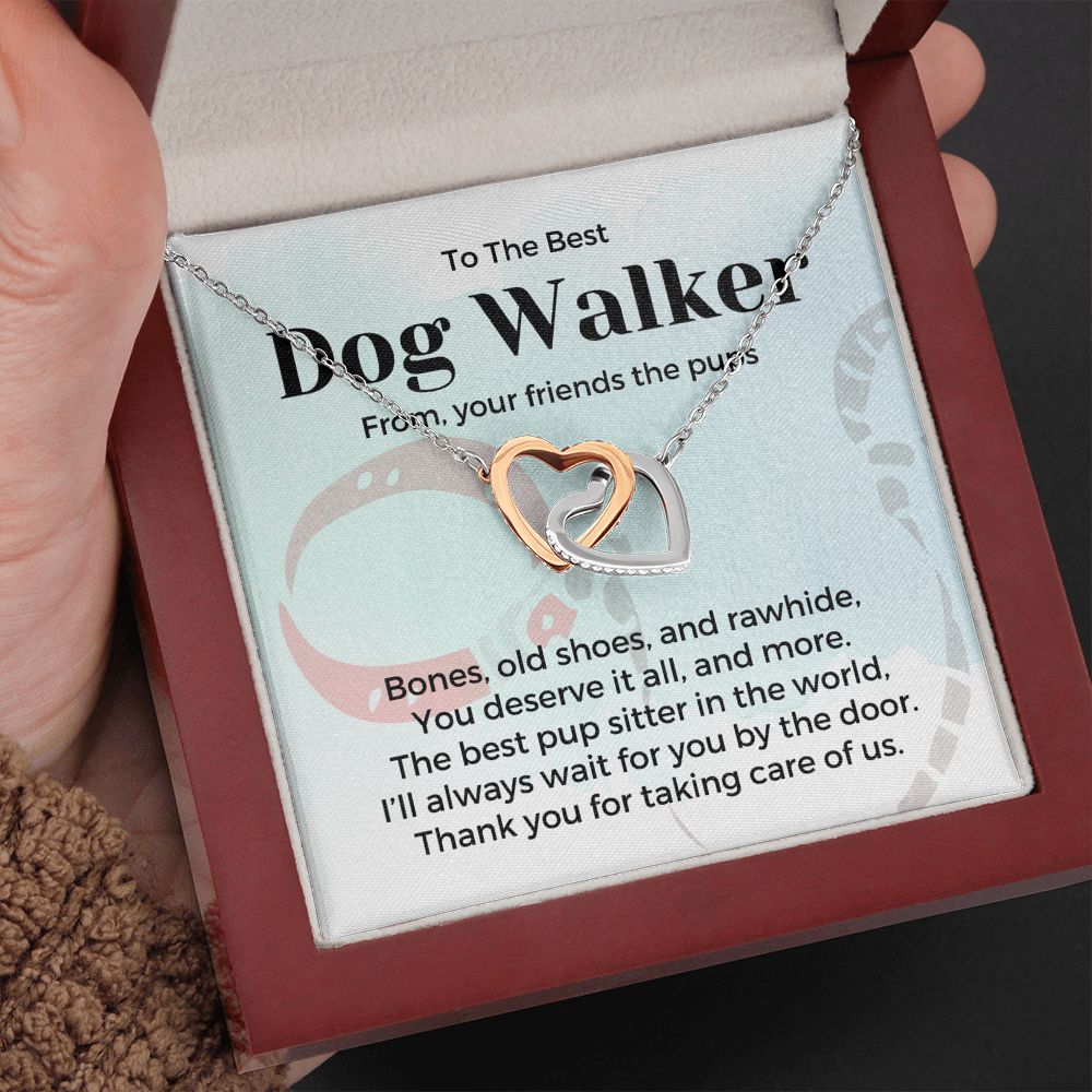 Dog Walker Gift, Interlocking Hearts Pendant Necklace