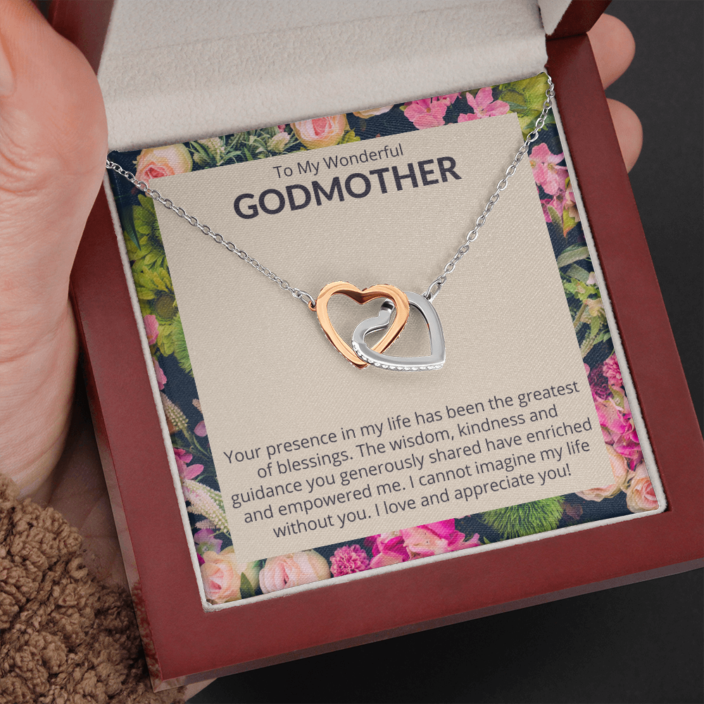 Godmother Gift, Interlocking Hearts Necklace