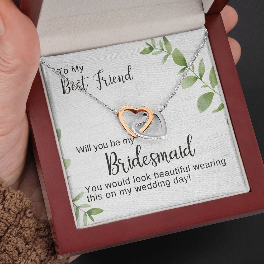 Best Friend Bridesmaid Proposal Necklace, Bridal Jewelry, Hearts Pendant