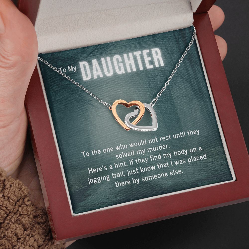 True Crime Junkie Gift for Daughter, Interlocking Hearts Necklace