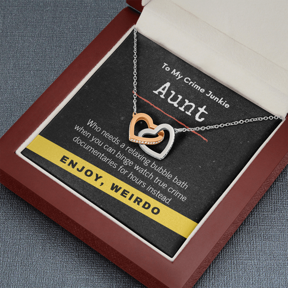 True Crime Junkie Aunt Gift, Interlocking Hearts Necklace