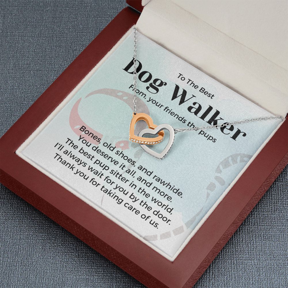 Dog Walker Gift, Interlocking Hearts Pendant Necklace