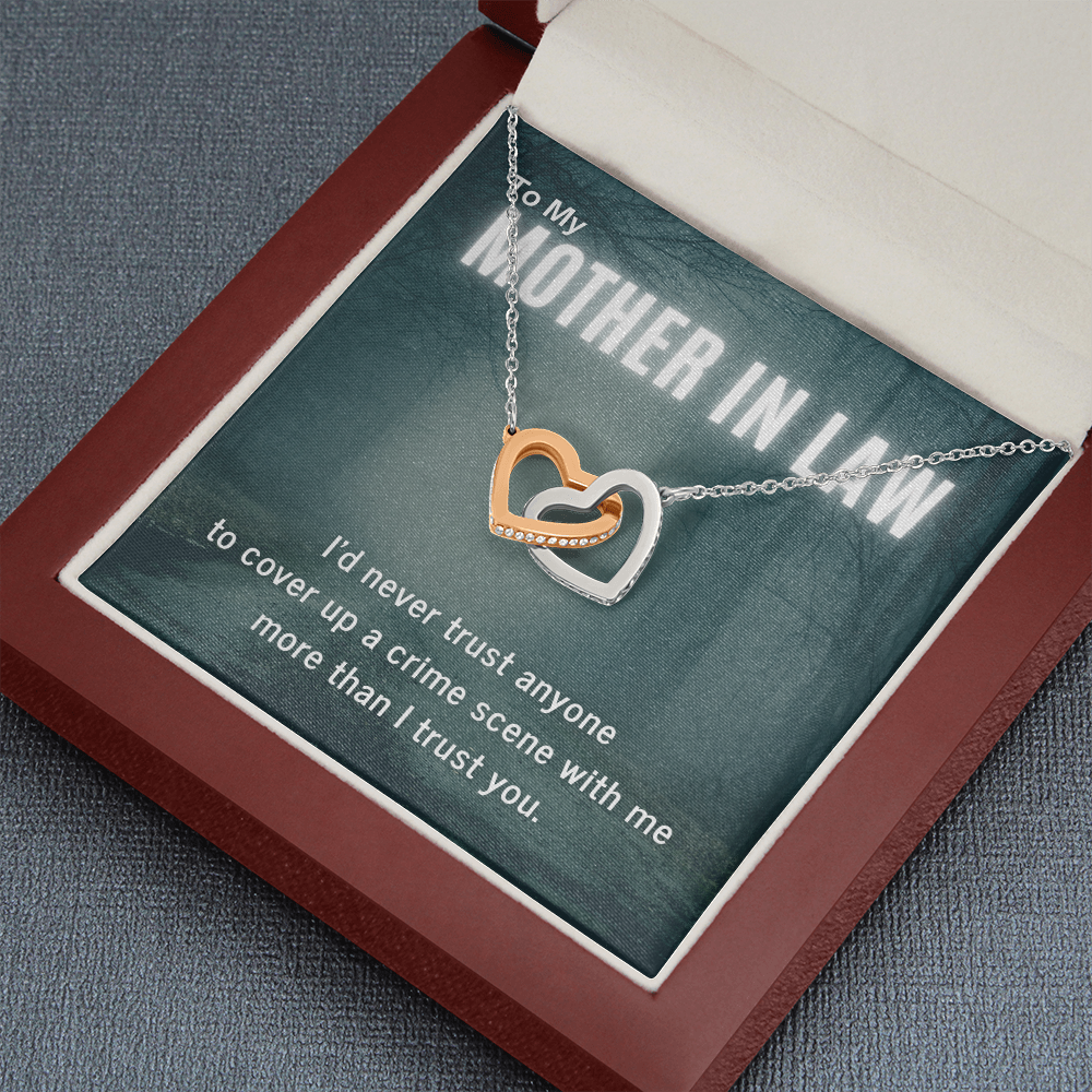 True Crime Junkie Gift for Mother In Law, Interlocking Hearts Necklace