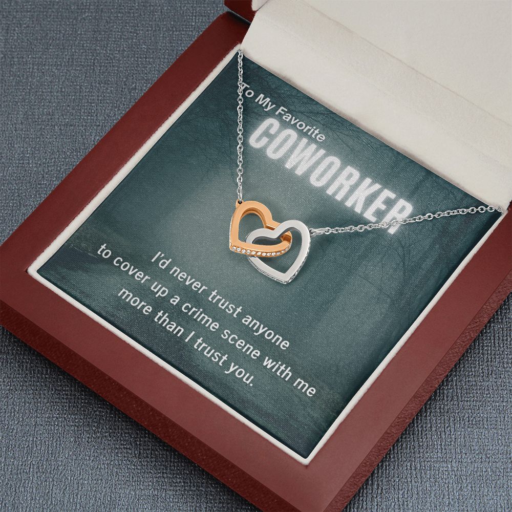 True Crime Junkie Gift for Coworker Interlocking Hearts Necklace